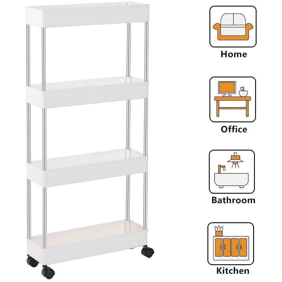 Multipurpose Space Saving Side Shelf Trolley (4 Tier)