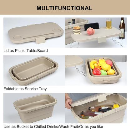 3in1 Collapsible Picnic Basket, Basin And Table