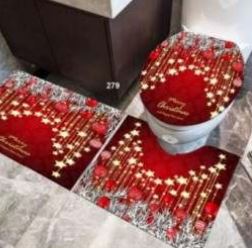 3D Bathroom Mat Set (3 pcs)(Christmas)