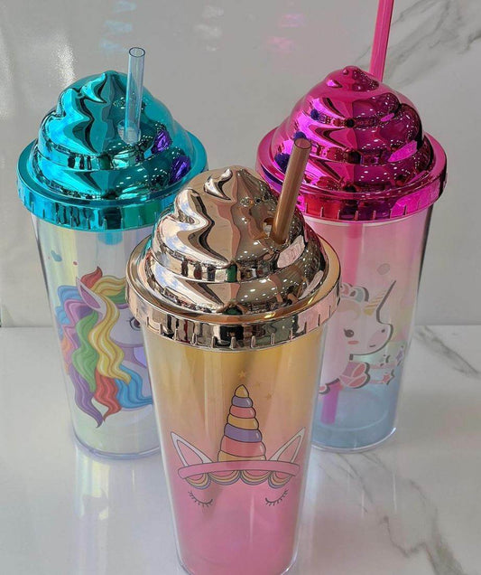 Cute Unicorn Holographic Tumbler Cup (380ml) - DMC Wholesale