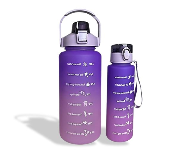 Combo: Vibrant Motivational Water Bottles (2 pcs)(Blue)