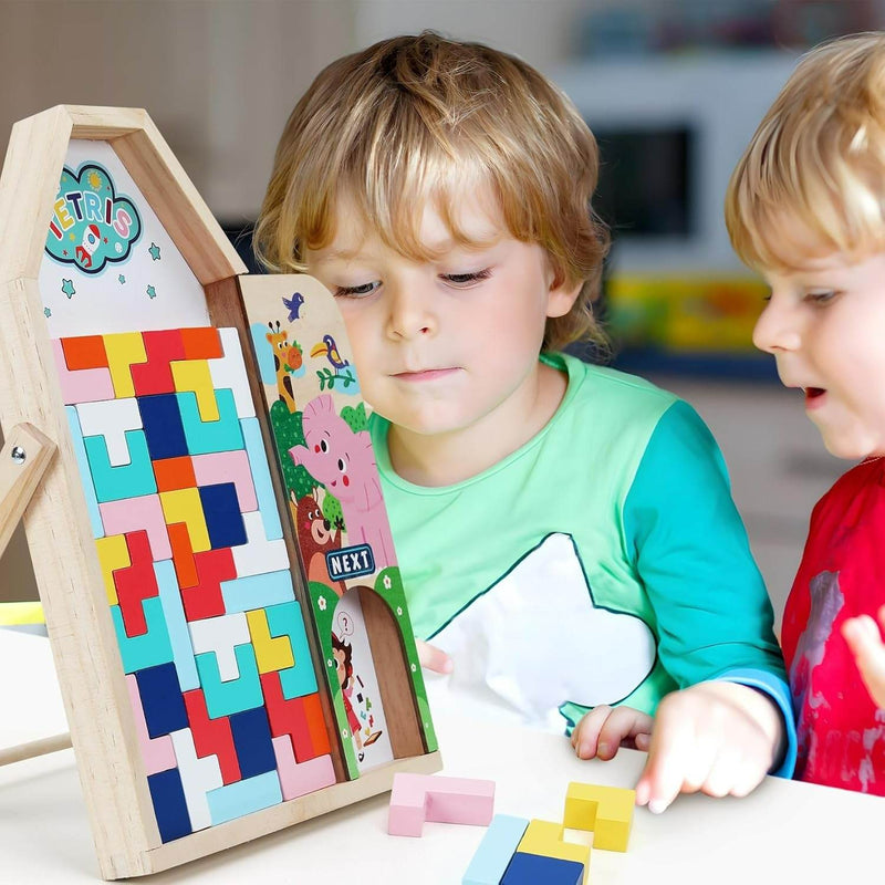 Multifunctional 3D Tetris Wooden Board