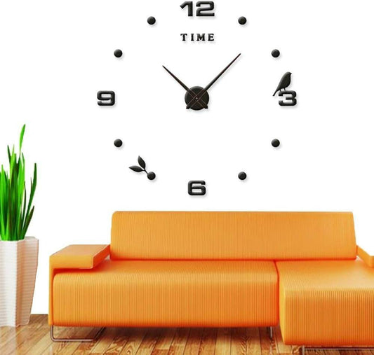DIY Modern Bird 3D Wall Clock (Black)(80-90cm)