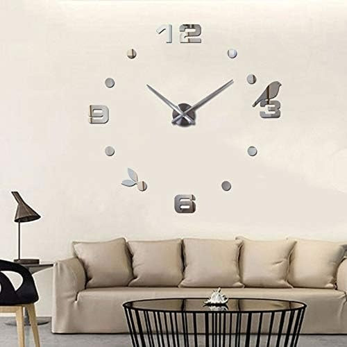 DIY Modern Bird 3D Wall Clock (Silver)(80-90cm)