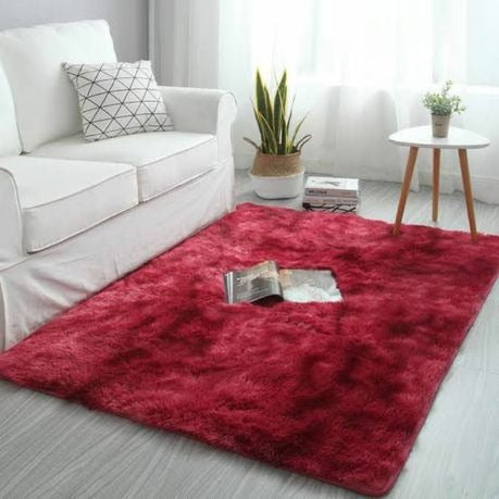 Colourful Fluffy Shag Runner (Dark Maroon)