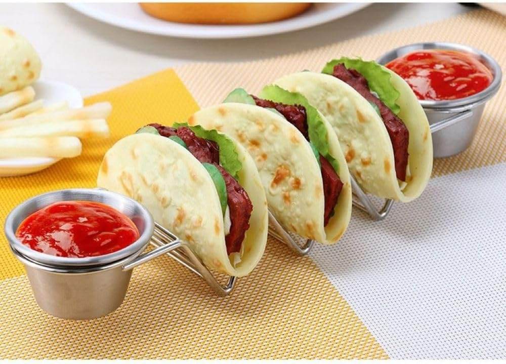Steel Taco Holder With Sauce Bowl (Each)