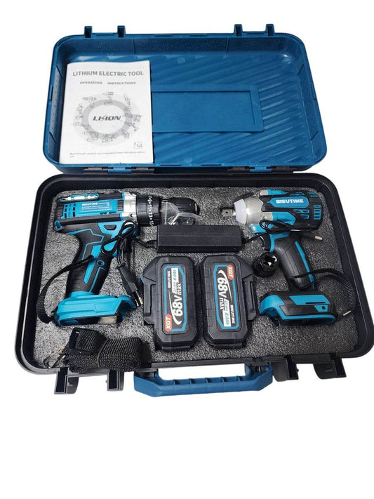 Rechargeable Hammer Drill and Impact Wrench Set (68V)(2 Batteries)