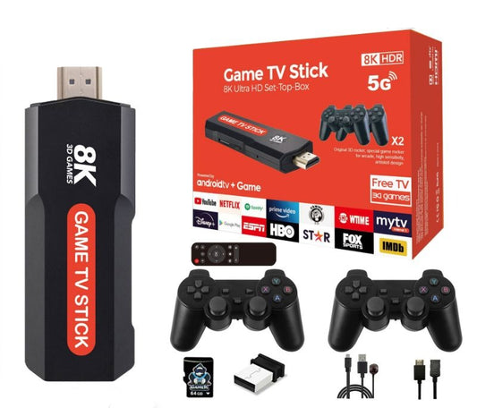 8K Ultra HD TV Stick Game Console + 2 x Wireless Controllers