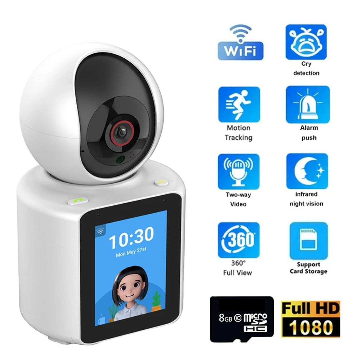 2 Way Wireless One Click Video Call Nanny Cam With 2.8" Screen