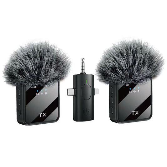 Dual Wireless Lavalier Microphones For iPhone/ Camera/ Android Devices