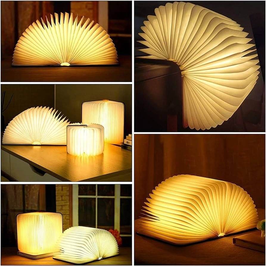 USB Rechargeable 3D LED Creative Wooden Book Night Light