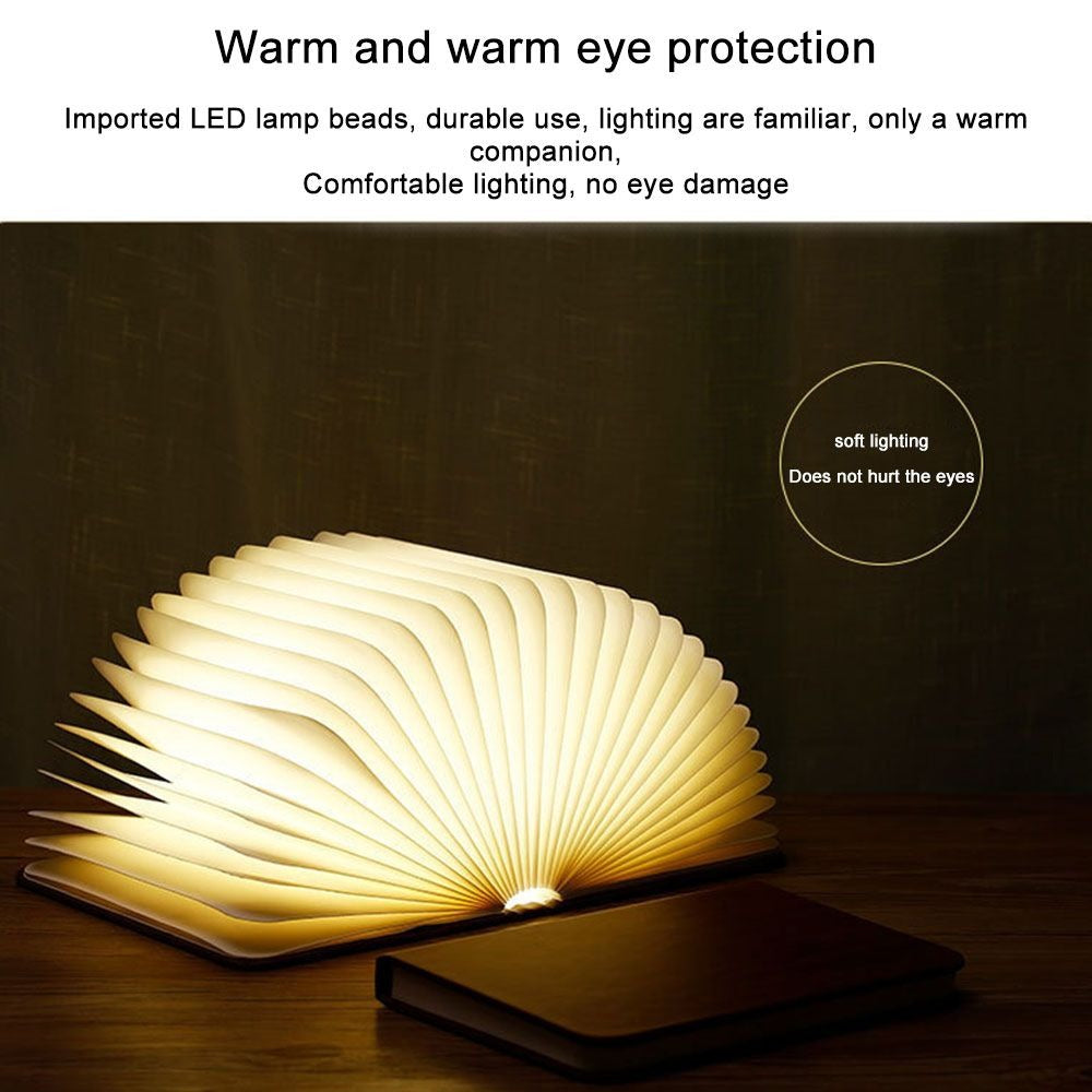 USB Rechargeable 3D LED Creative Wooden Book Night Light