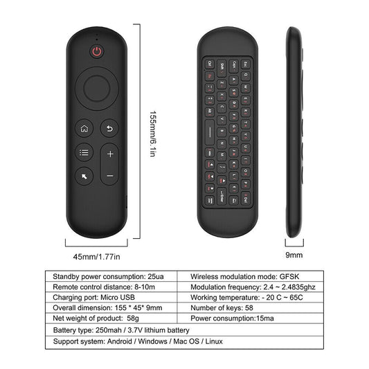 Air Mouse Remote with Mini Keyboard & 6-Axis Gyro Sensor