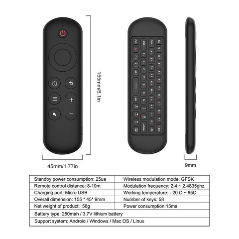 Air Mouse Remote with Mini Keyboard & 6-Axis Gyro Sensor
