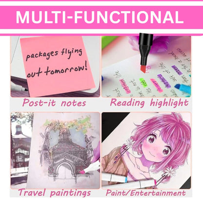 Coloured Dual Marker And Highlighter Pen Set (204 pcs)