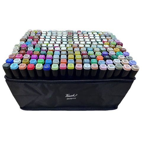Coloured Dual Marker And Highlighter Pen Set (204 pcs)