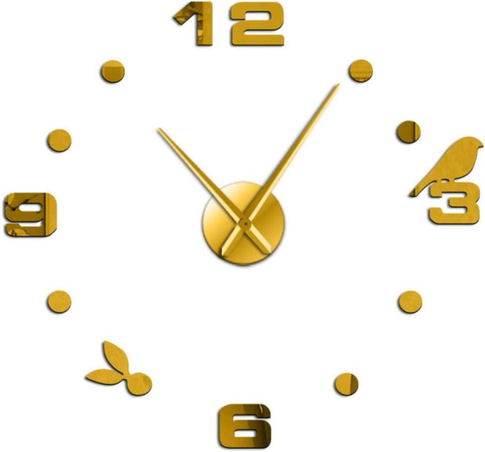 DIY Modern Bird 3D Wall Clock (Gold)(60-70cm)