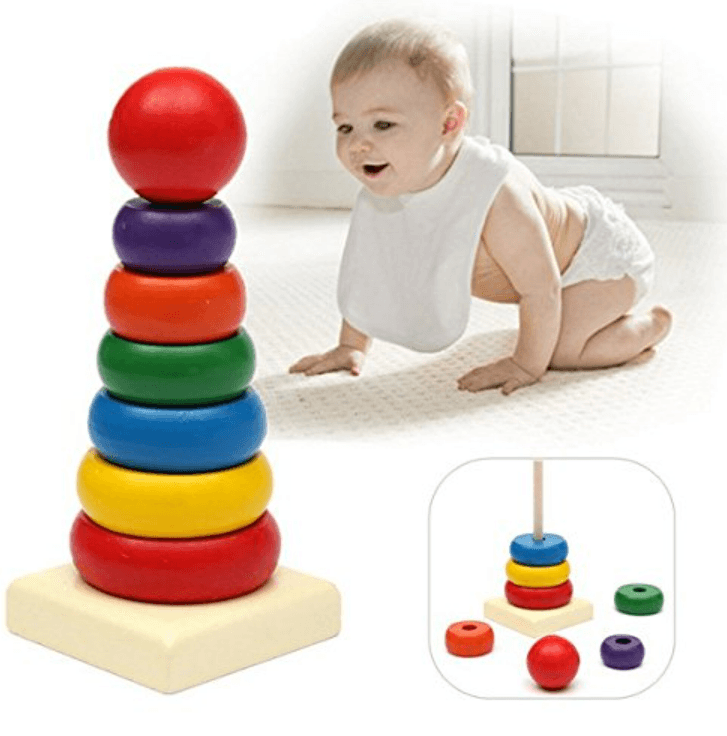 Colourful Wooden Stacking Tower (Small)