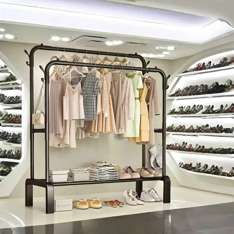 Double Rail Clothes Storage Rack (Without Wheels)