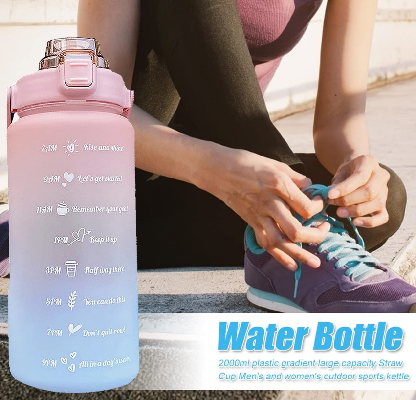 Combo: Vibrant Motivational Water Bottles (2 pcs)(Blue)