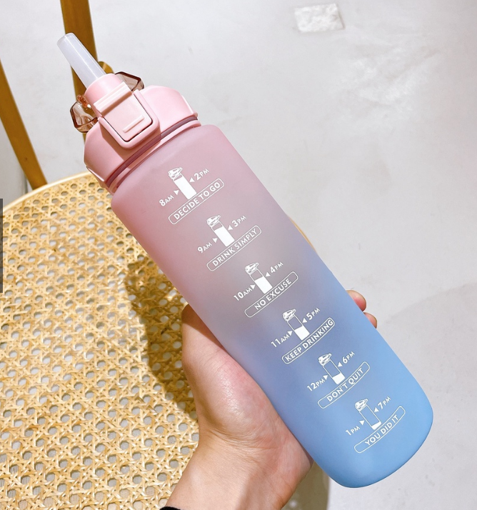 Combo: Vibrant Motivational Water Bottles (2 pcs)(Blue)