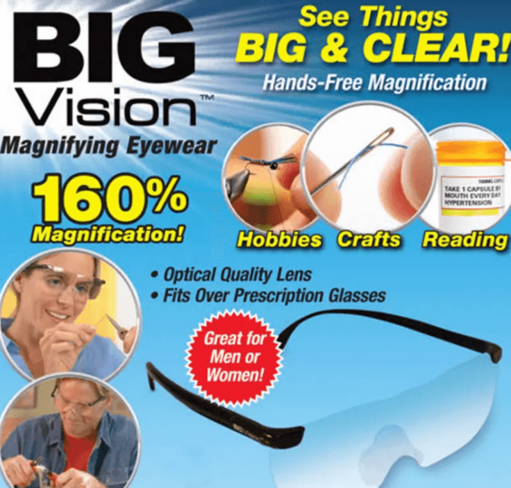 Big Vision Magnifying Glasses (160% Magnification) - DMC Wholesale