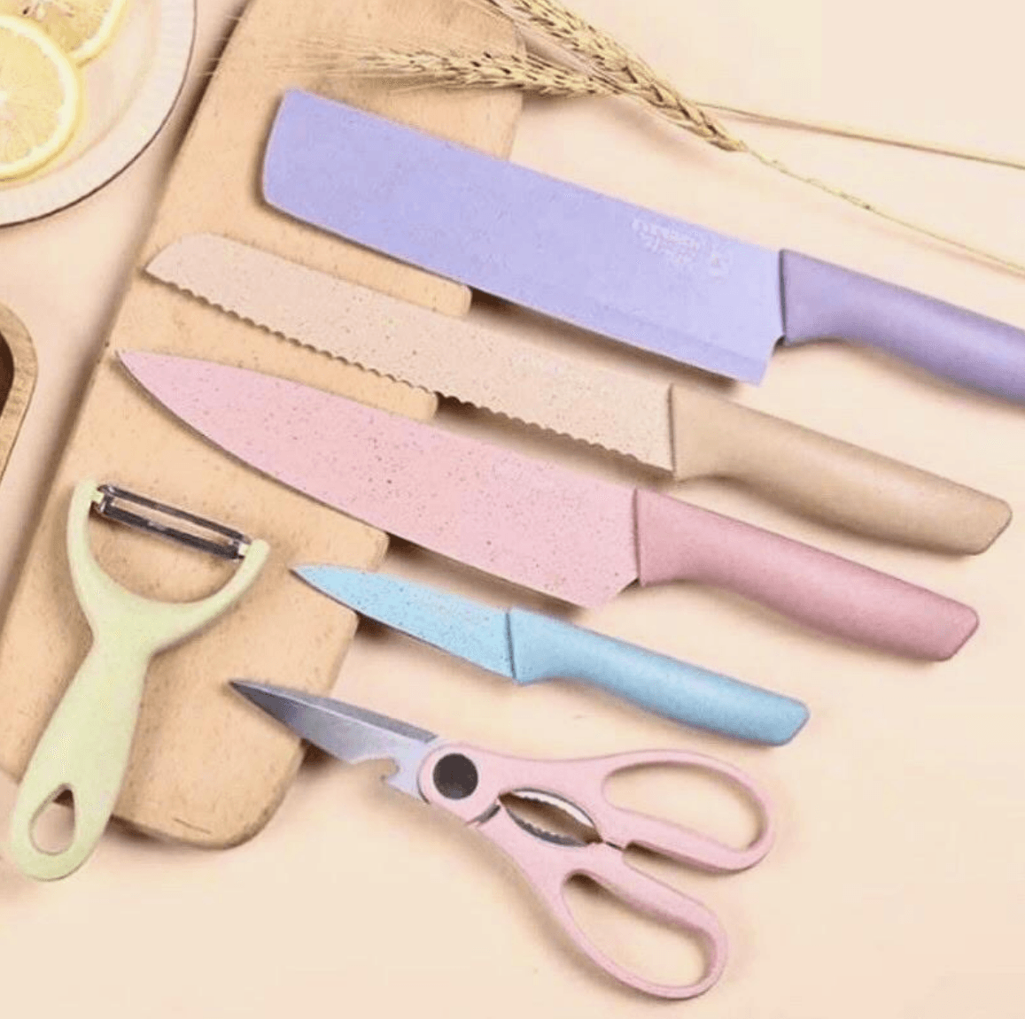 Pastel Corrugated Kitchen Knife Set (6 pcs) - DMC Wholesale