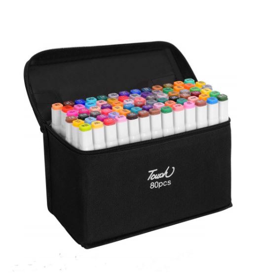 Coloured Dual Marker And Highlighter Pen Set (80 pcs)