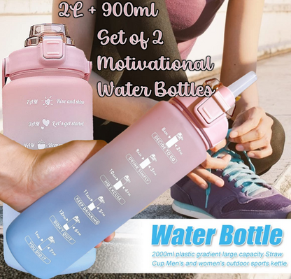 Combo: Vibrant Motivational Water Bottles (2 pcs)(Blue)