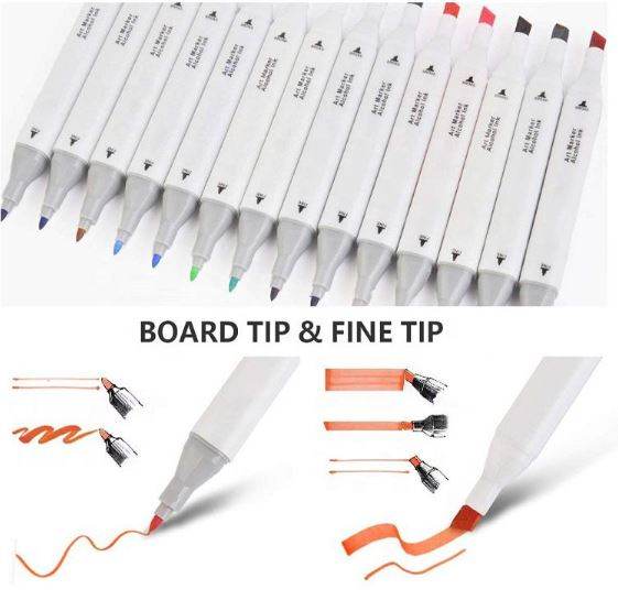 Coloured Dual Marker And Highlighter Pen Set (60 pcs)