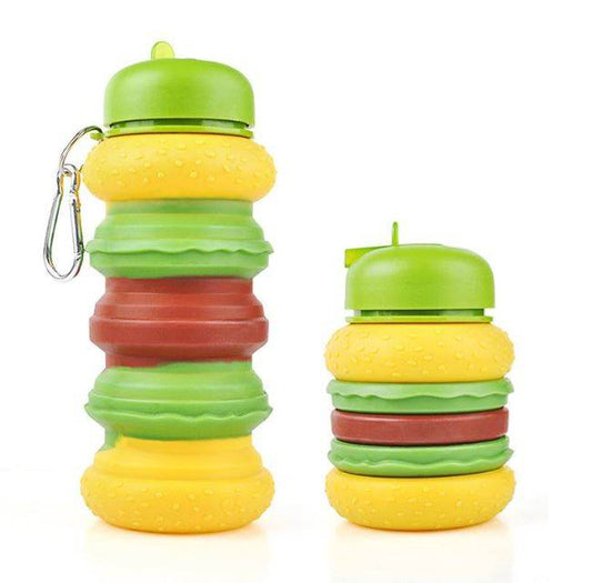 Collapsible Silicone Hamburger Water Bottle - DMC Wholesale