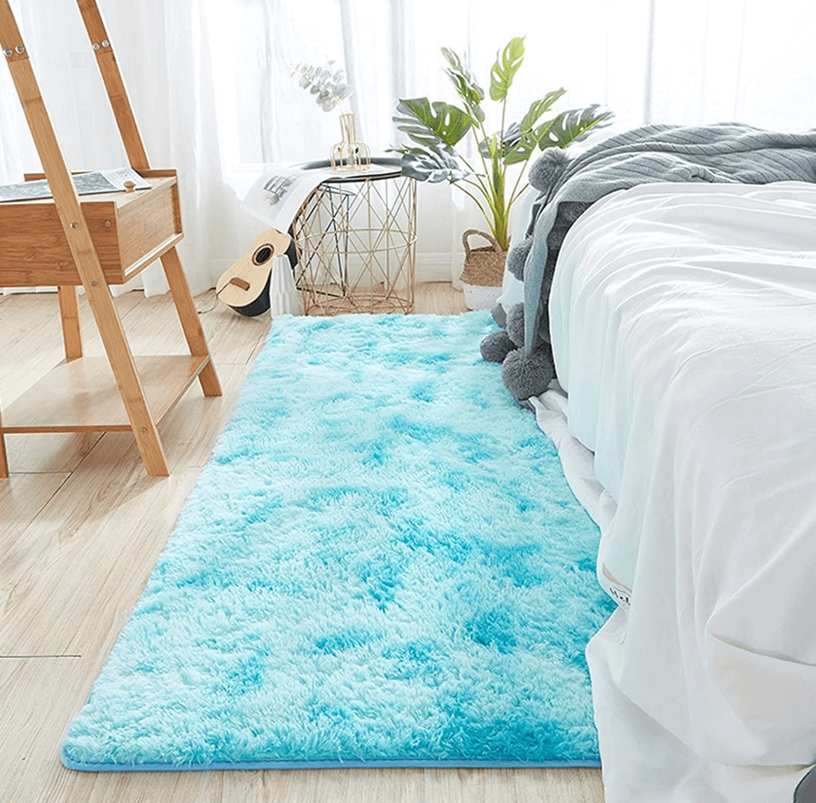 Sea Blue Fluffy Shaggy Runner (Two Tone) - DMC Wholesale