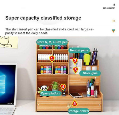 Wooden Stationery Desktop Organizer - DMC Wholesale