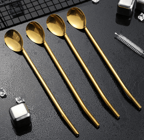 Long Ice Tea Spoon Straws With Brush (6 pcs) - Alt View