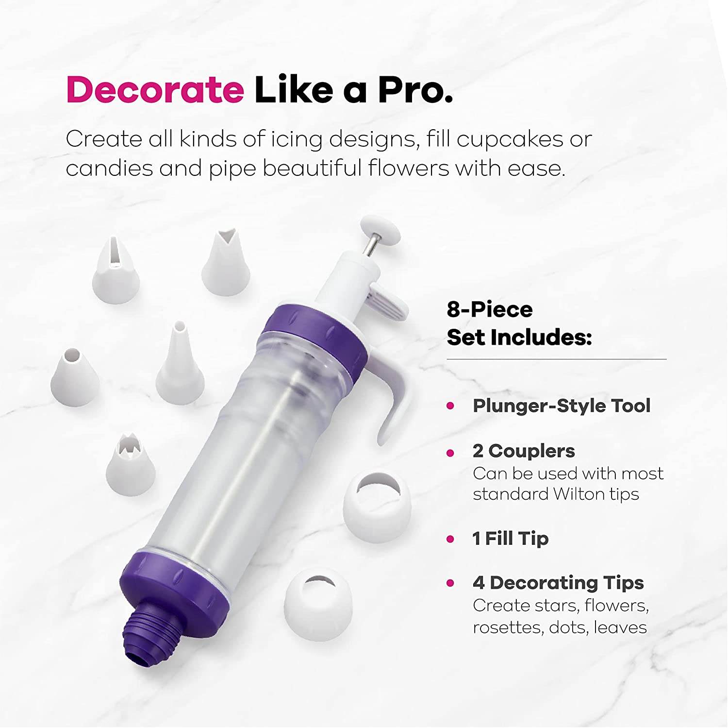 Dessert Decorator Plus Tool with 5 Decorating Tips - DMC Wholesale