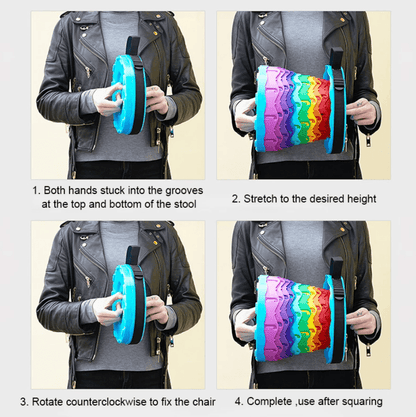 Rainbow Retractable Telescopic Portable Camping Seat - DMC Wholesale
