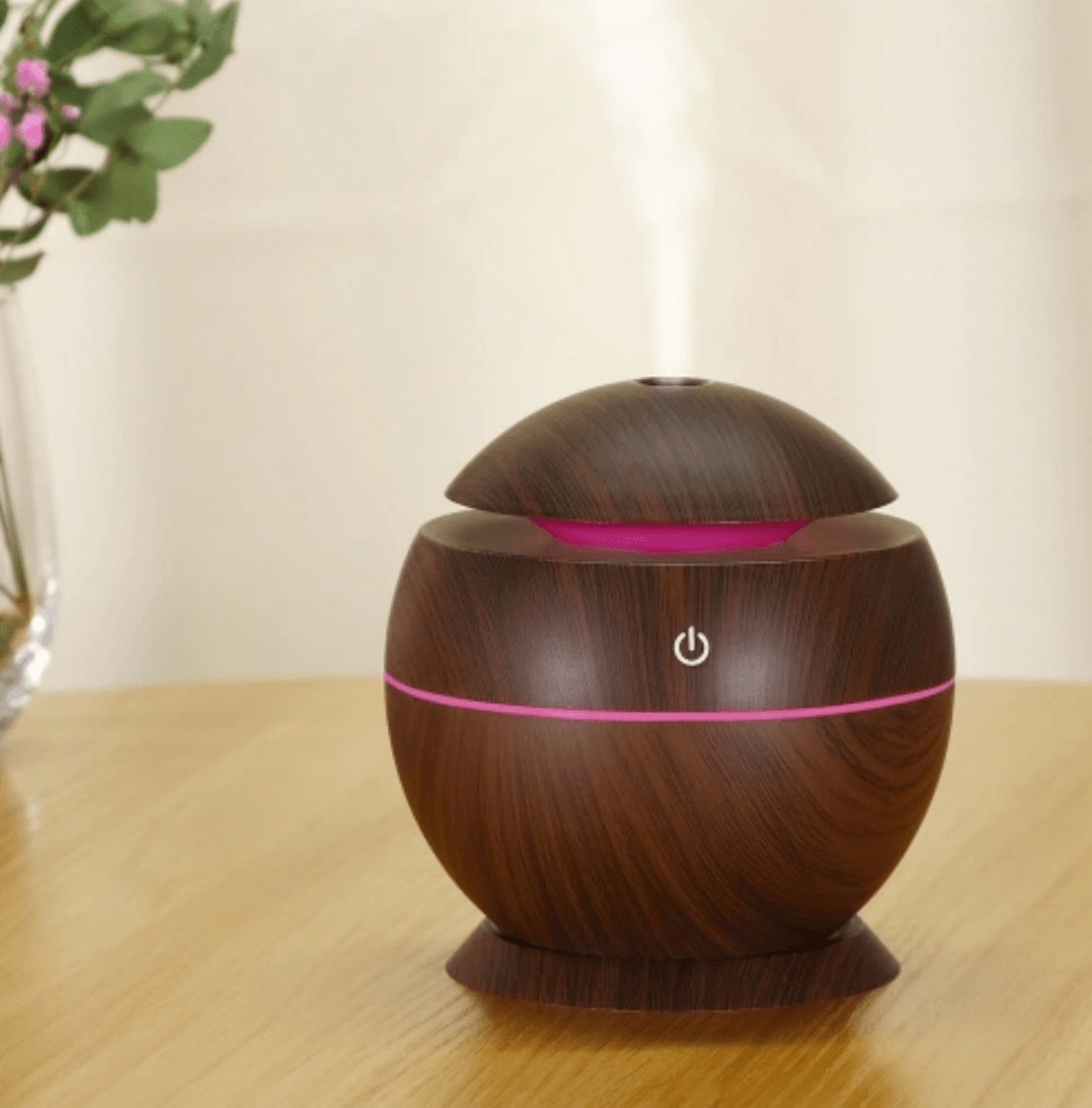 Mini Round LED Ultrasonic Aroma Humidifier (130ml) - DMC Wholesale