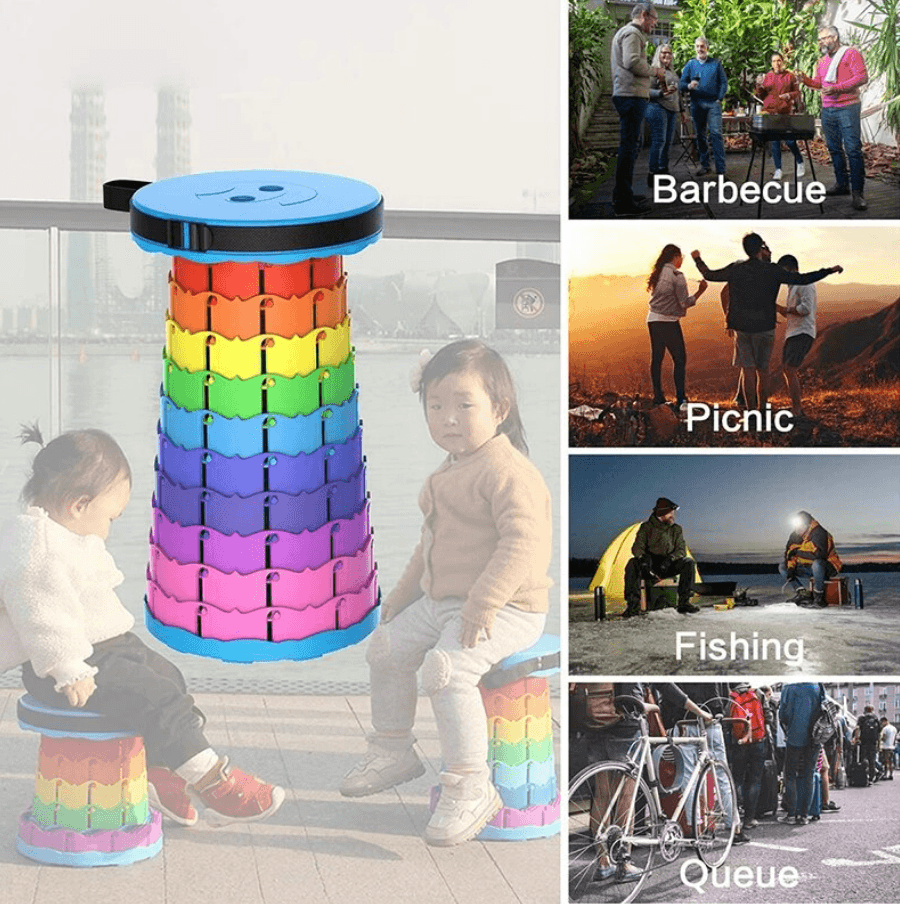 Rainbow Retractable Telescopic Portable Camping Seat - DMC Wholesale