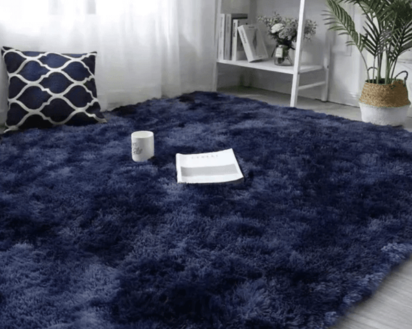 Colourful Fluffy Shag Runner (Navy)